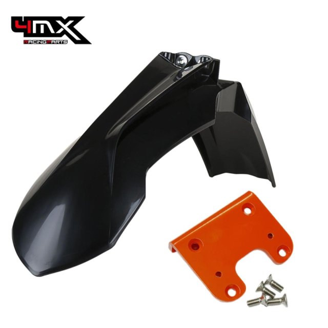 4MX Front Fender Black + Adapter Set KTM EXC 125/200 14-16 SXF 250/350/450 13-15
